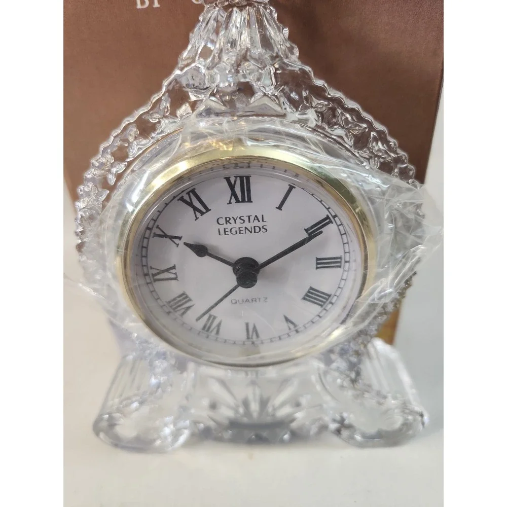 Vintage Godinger Crystal Legends Petite Gothic Clock‎ 24% Lead Crystal Open Box